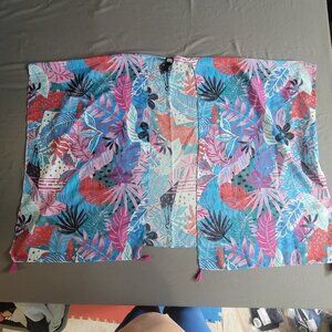 Madden NYC Kimono Womens One Size Blue Tropical Duster Sheer Beach Swim Coverup